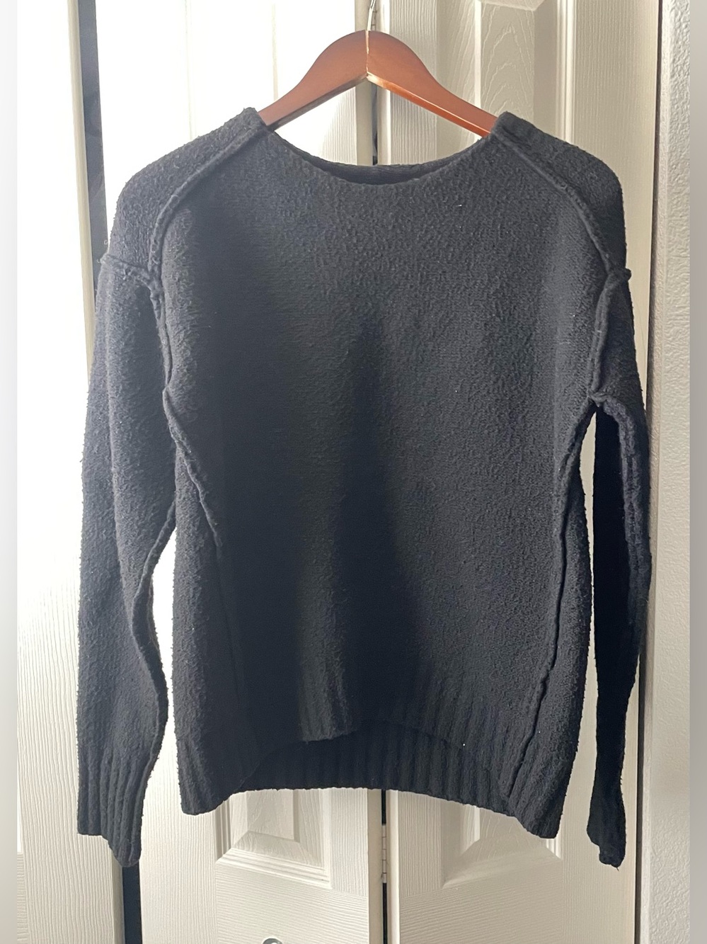 We the Free by Free People Black Cozy Textured Crewneck Sweater